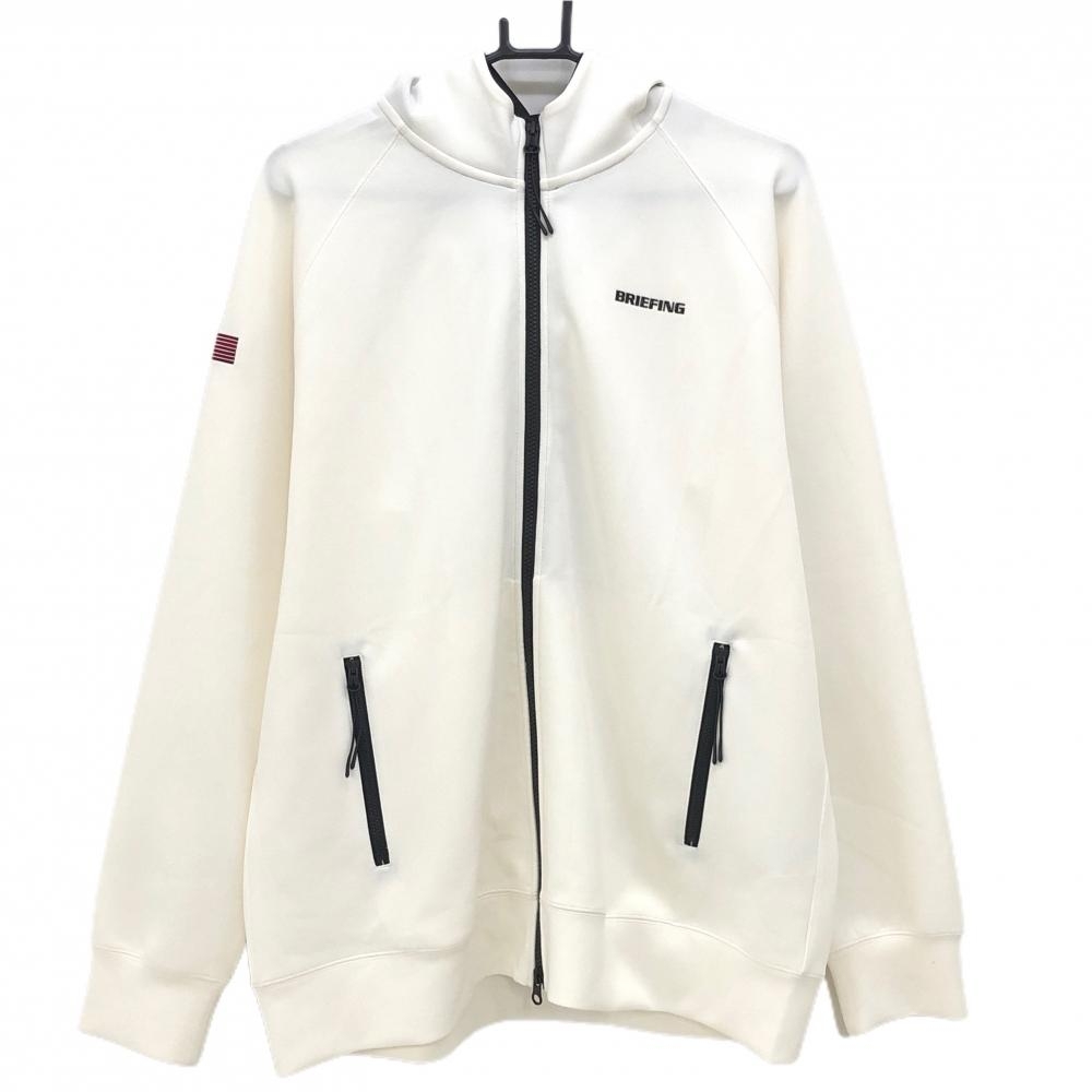 【超美品】ブリーフィング ジップパーカー アイボリー×黒 ストレッチ フード二重 メンズ XL ゴルフウェア 2024年モデル BRIEFING その他