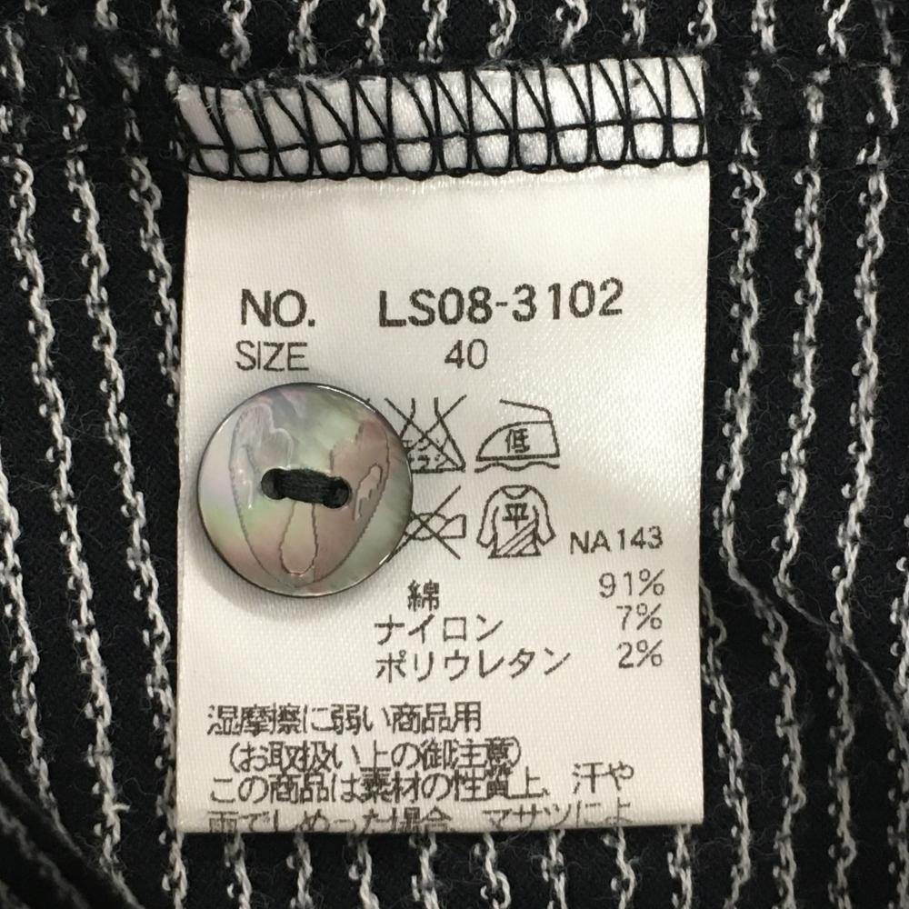 ミエコウエサコ 半袖ポロシャツ 黒×白 ドット ストレッチ MUスポーツ レディース 40(M) ゴルフウェア M・U SPORTS_画像5