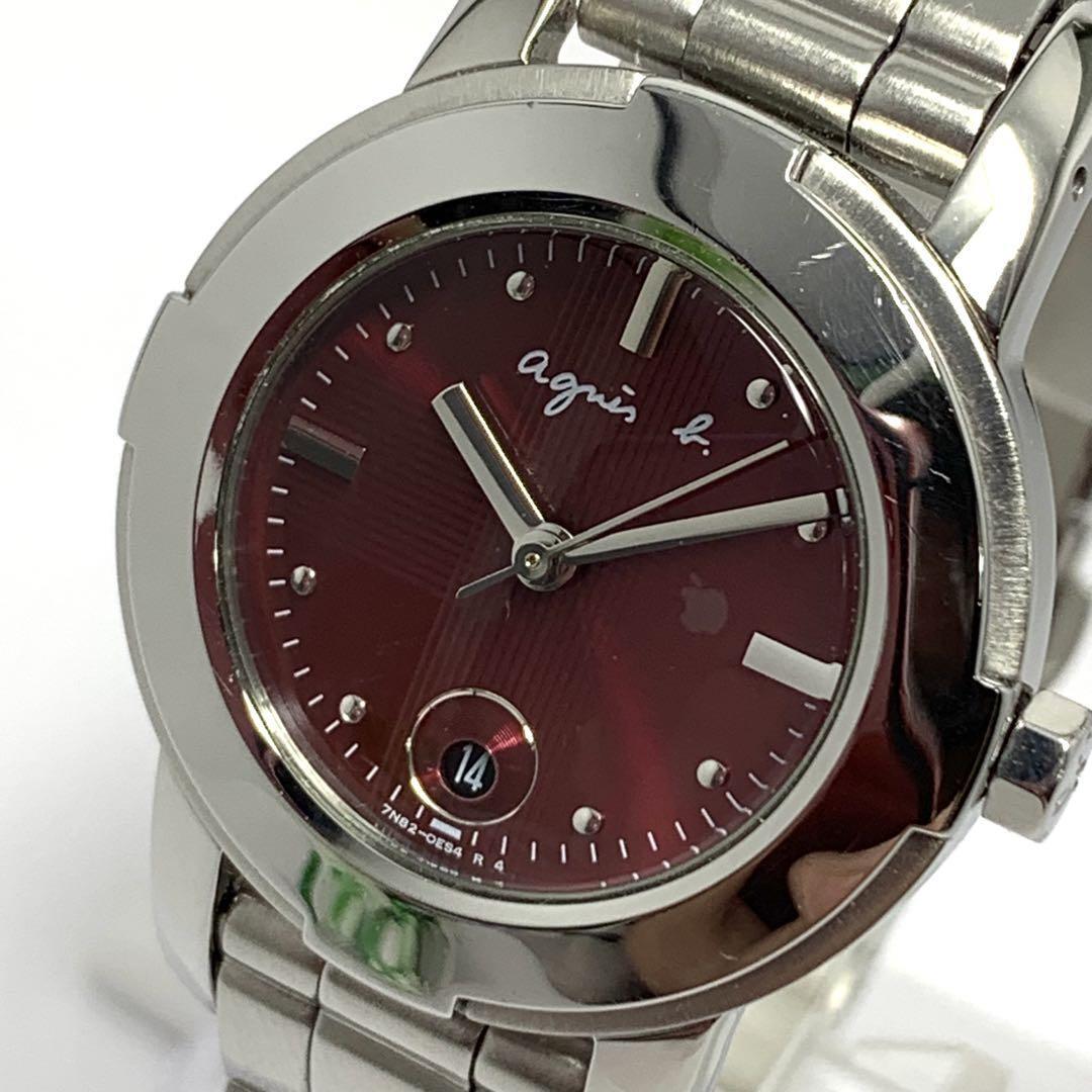 936 稼働品 電池交換済 agnes b. アニエスベー レディース 腕時(shí)計(jì) クオーツ式 3針 デイト 余りコマ有 人気 希少