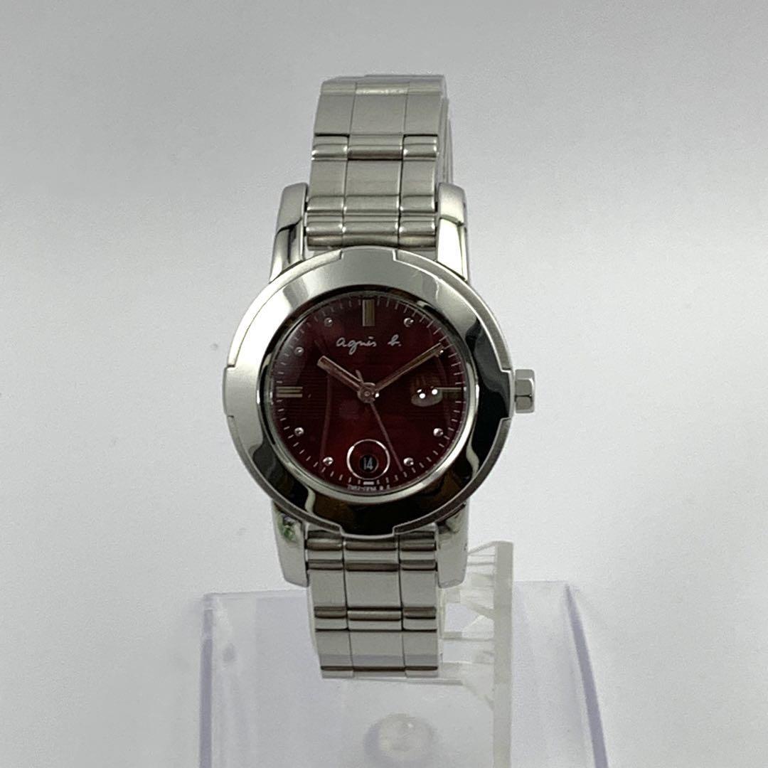 936 稼働品 電池交換済 agnes b. アニエスベー レディース 腕時(shí)計(jì) クオーツ式 3針 デイト 余りコマ有 人気 希少