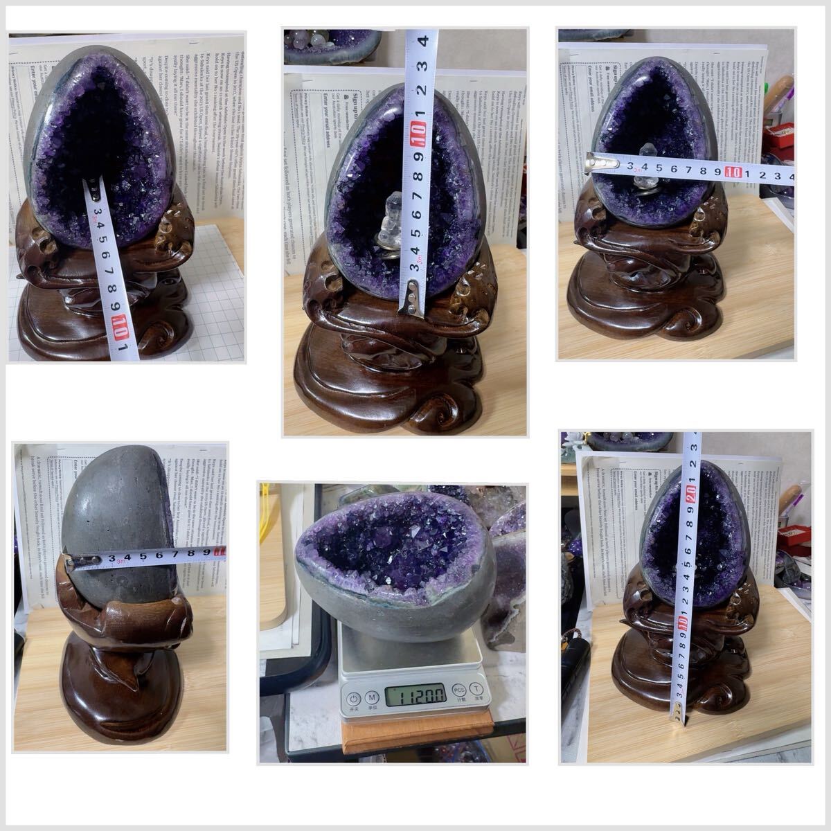 SS-0191高品質天然水晶 恐龍卵　ウルグアイ産 アメジストクラスター 天然石 幸運紫水晶 絶品超濃い濃い超美しい パワーストーン 1.1kg