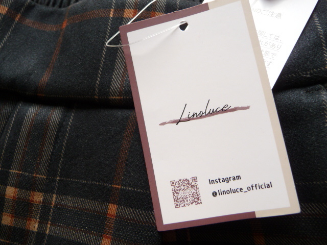 新品 linoluce リノルーセ タック ワイドパンツ チェック M 黒 レディース _画像3
