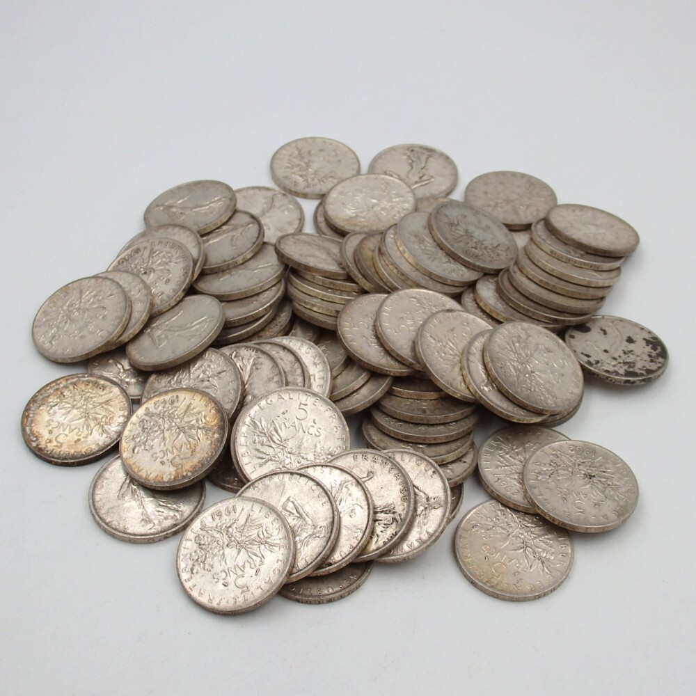 1円〜 海外銀貨 フランス 5フラン 1959〜1964年 総重量:約949g