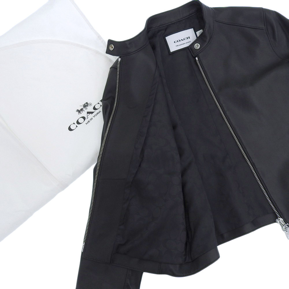 【本物保証】 超美品 コーチ COACH アウター シングル ライダースジャケット 羊革 ブラック 黒 L メンズ CG667
