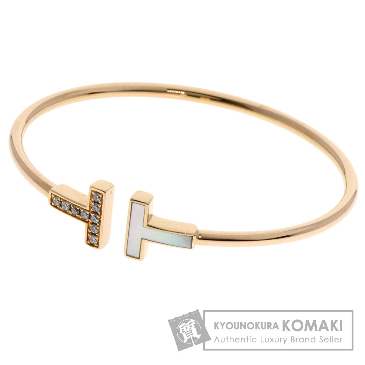 TIFFANY&Co. ティファニー Tワイヤー マザーオブパール ダイヤモンド ブレスレット K18イエローゴールド レディース 中古