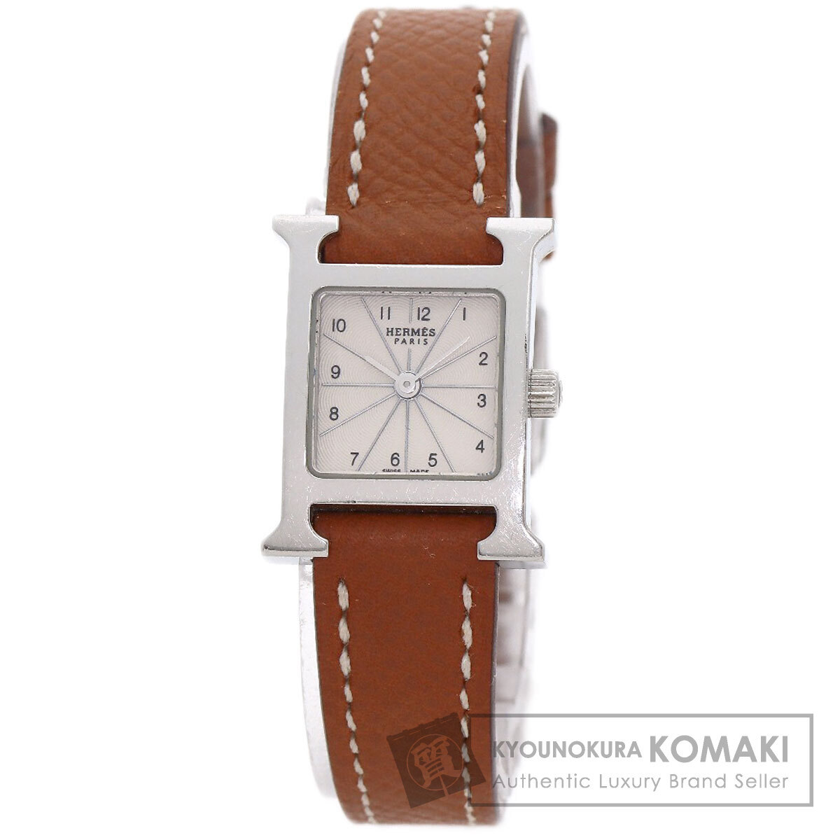 HERMES エルメス HH1.110 Hウォッチ ミニ 腕時計 ステンレススチール 革 レディース 中古