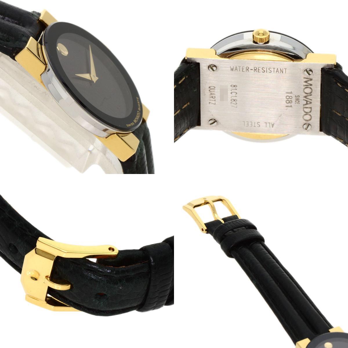Movado モバード 81.C1.827 ラウンドフェイス 腕時(shí)計(jì) ステンレススチール 革 レディース 中古