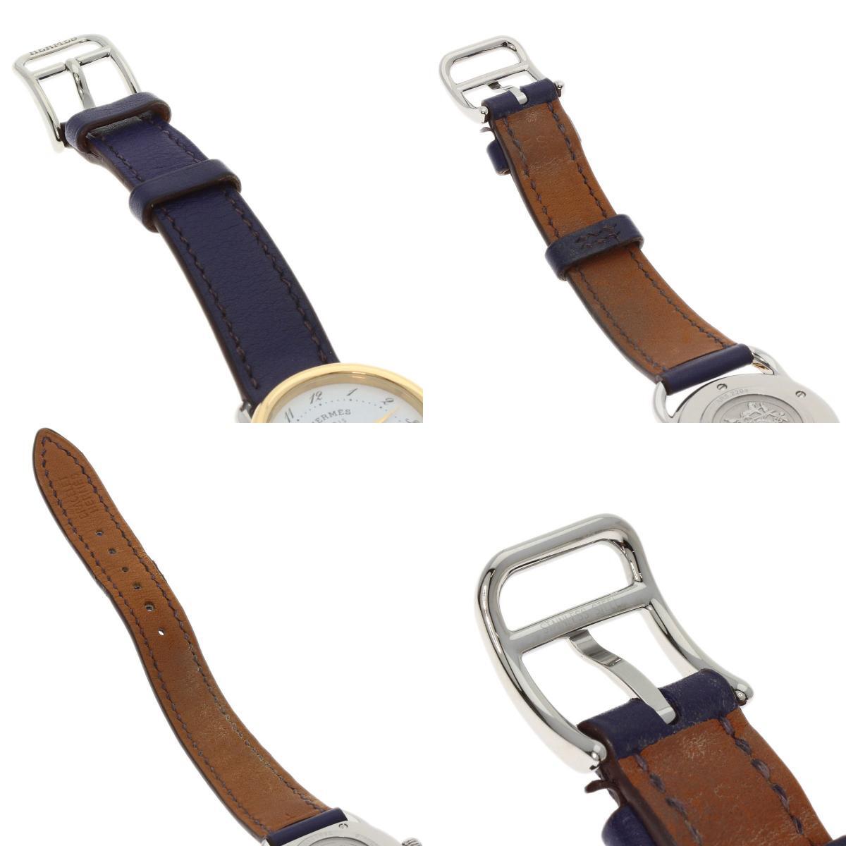 HERMES エルメス AR5.220a アルソー 腕時(shí)計(jì) ステンレススチール 革 GP レディース 中古