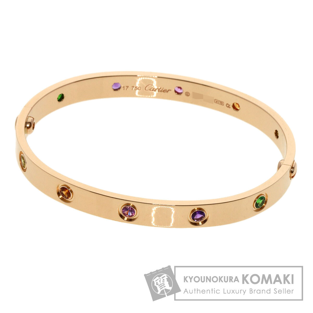 CARTIER カルティエ ラブブレス マルチカラーストーン ドライバー無し #17 ブレスレット K18ピンクゴールド レディース 中古