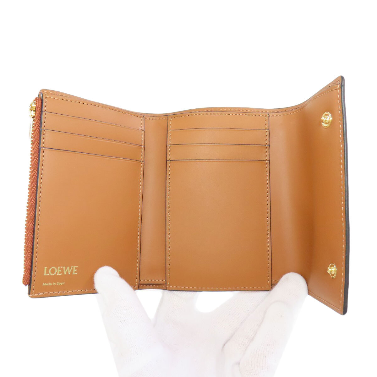 LOEWE ロエベ リピート バーティカル ウォレット スモール 二つ折り財(cái)布（小銭入れあり） カーフ レディース 中古