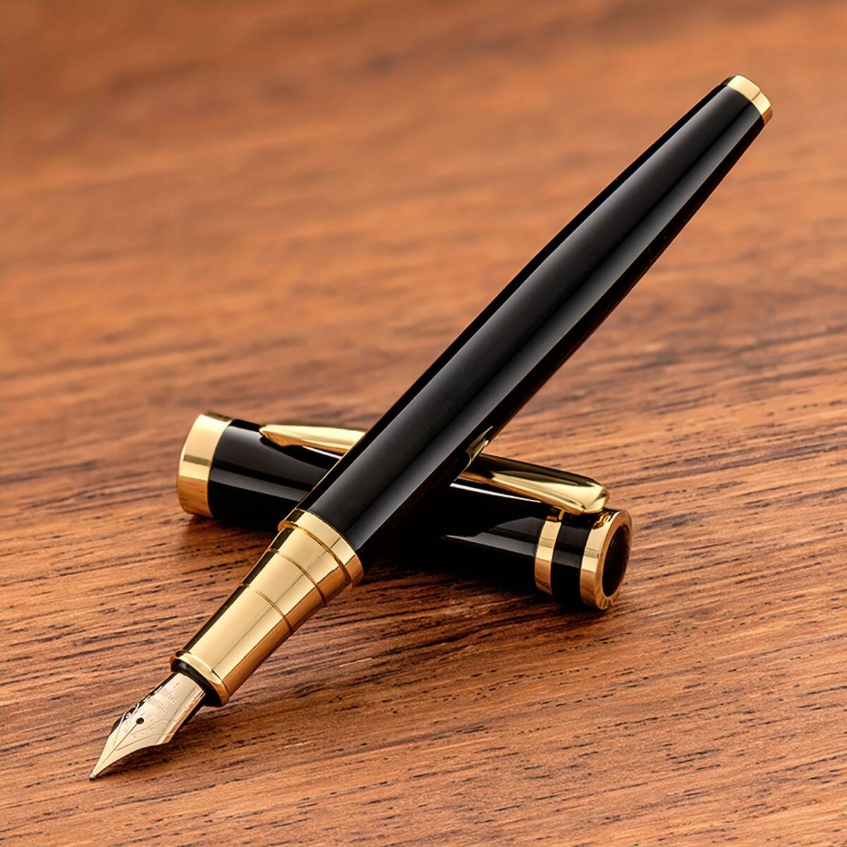 萬年筆 おしゃれ ブラック ゴールド 金屬 ステンレス 13.8cm 中字 39g シンプル 高級感 ギフト 書きやすい 普段使い ビジネス 仕事用 t5548
