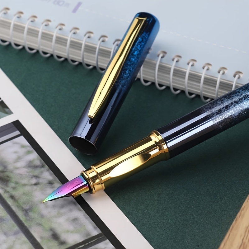 萬年筆 おしゃれ 高級感 ブルー 青 0.38mm 金屬 14cm シンプル 重量感 極細(xì) 光沢 プレゼント ギフト 普段使い おもしろ かっこいい t5097
