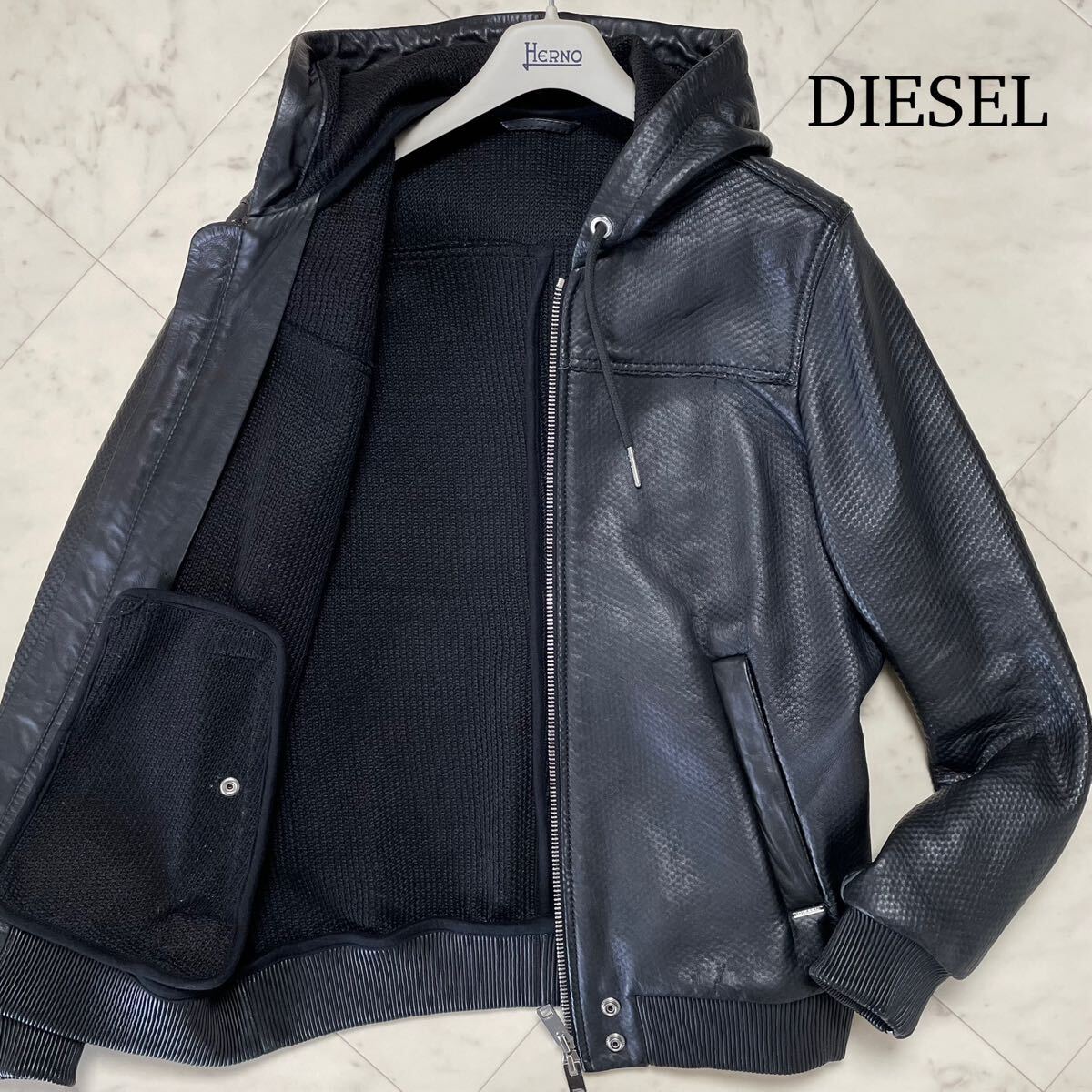 極美品/L相当☆ ディーゼル DIESEL 極上ラムレザー エンボス加工 極美品/L相当☆ ディーゼル DIESEL 極上ラムレザー エンボス加工