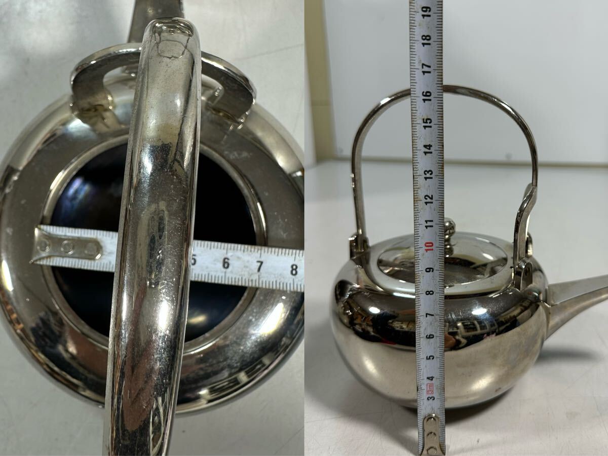 乾茂號造 本錫 錫製 煎茶道具 茶道具 急須 銚子 時代物 2点 乾茂號造 本錫 錫製 煎茶道具 茶道具 急須 銚子 時代物 2点