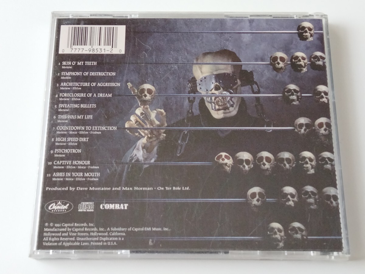 【US COMBAT盤】MEGADETH / Countdown To Extinction CDP798531-2 Dave Mustaine,Marty Friedman,Symphony Of Destruction,High Speed Dirt_画像2