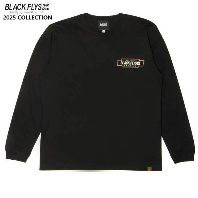 ★2025 COLLECTION★ ブラックフライ（BLACKFLYS）【FASTLANE L/S TEE】ロングスリーブ Tシャツ BF203-37B BLACK【XLサイズ】