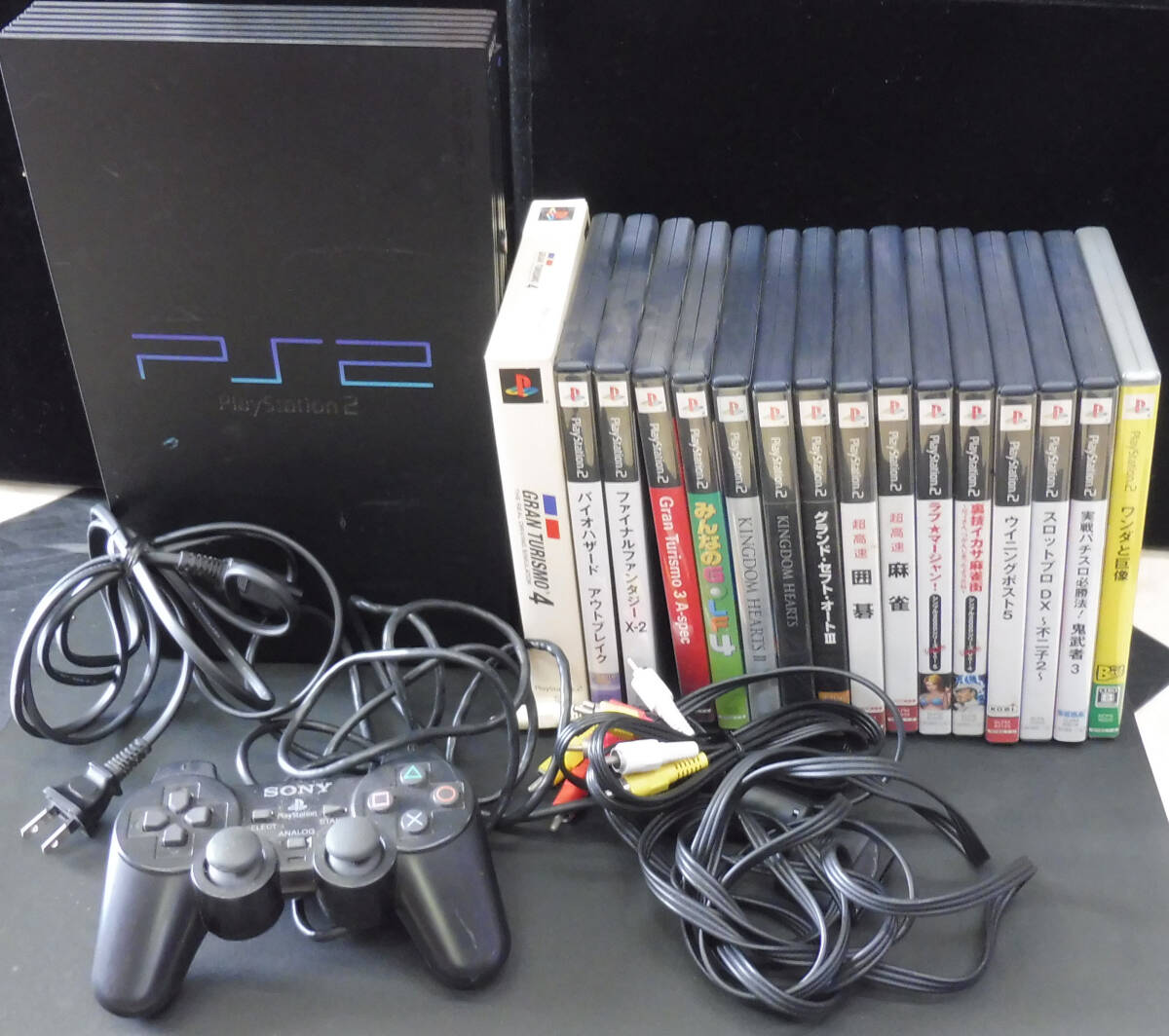 動作品★ソニー プレイステーション2 SCPH-15000★KINGDAM HEARTS ファイナルファンタジー　バイオハザード　GRAN TURISMO等 ソフトセット_画像1