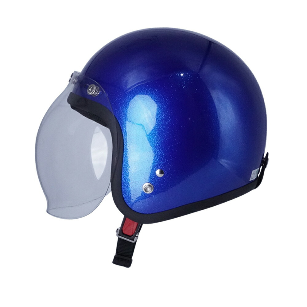 スモールジェットヘル ジェットヘルメット ラメ入りブルー バブル付き ダークスモーク 送料無料 GT301 ヘルメット ノスタルジック GT-301