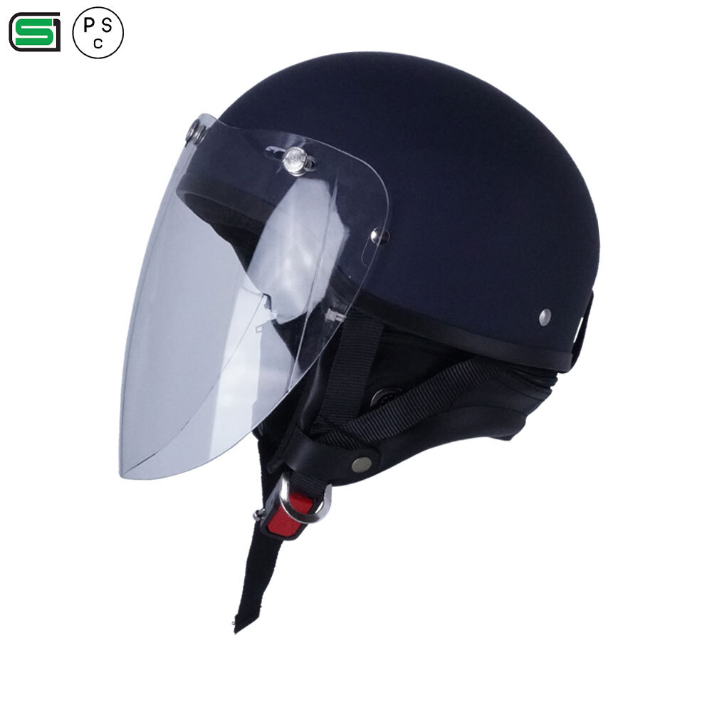 ハーフヘルメット マットネイビー 付 ロング ライトスモーク 送料無(wú)料 半ヘル バイク用 GT303 ヘルメット ノスタルジック GT-303