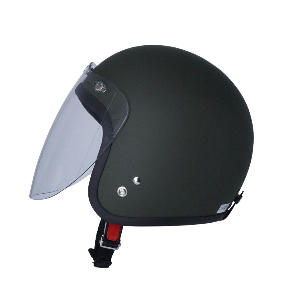 スモールジェットヘル ジェットヘルメット マットカーキ ロング付き ミラーイエロー 送料無料 GT301 ヘルメット ノスタルジック GT-301