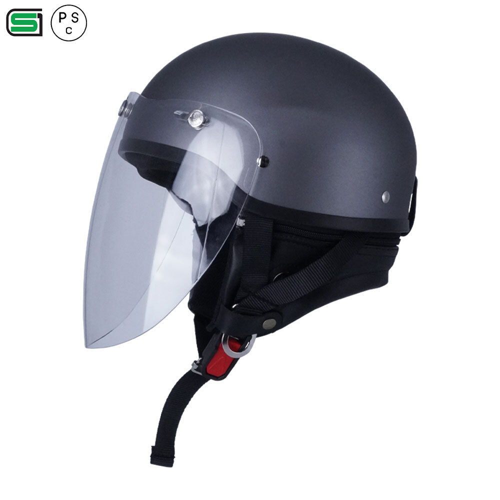ハーフヘルメット マットチタン 付 ロング ピンク 送料無料 半ヘル バイク用 GT303 ヘルメット ノスタルジック GT-303