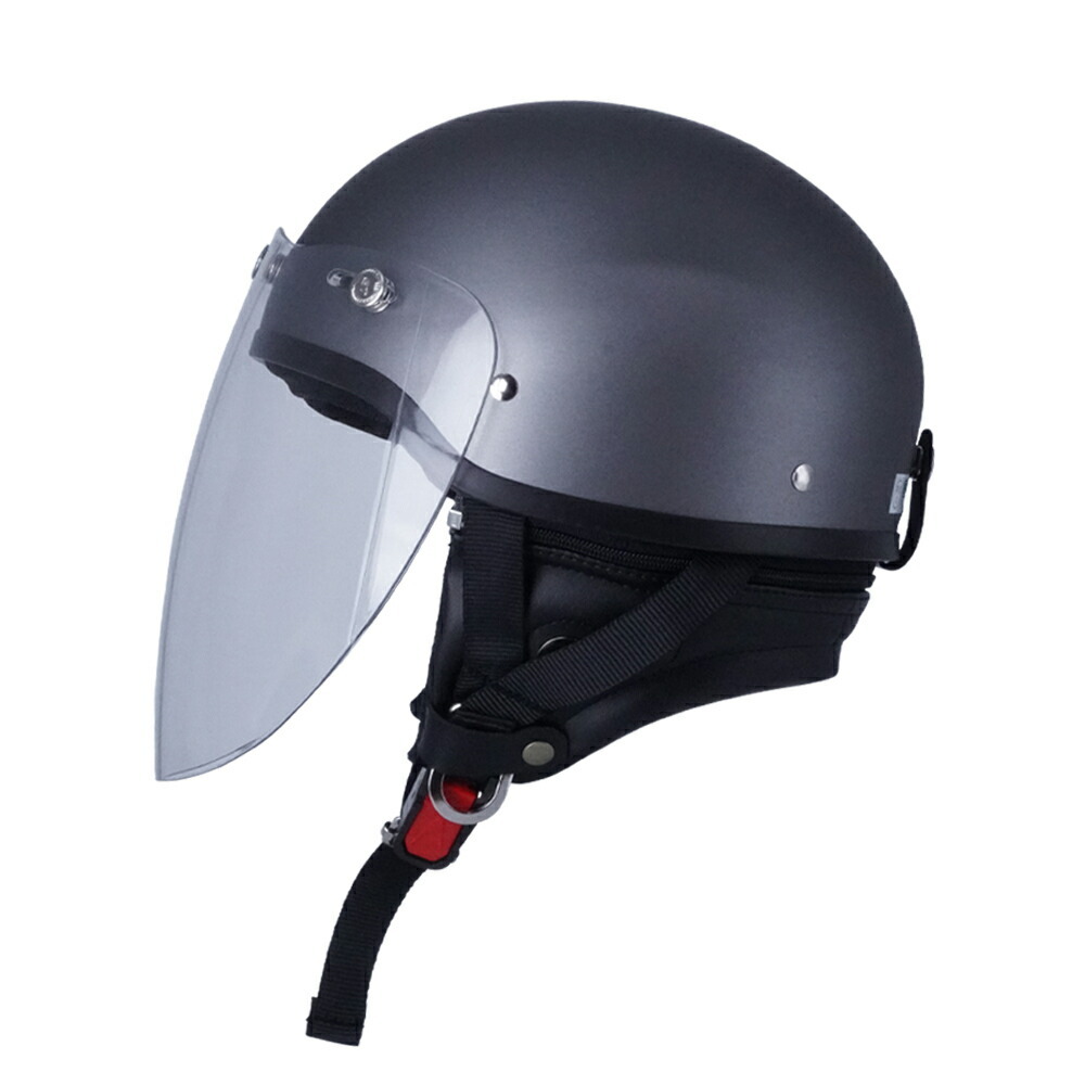 ハーフヘルメット マットチタン 付 ロング ピンク 送料無料 半ヘル バイク用 GT303 ヘルメット ノスタルジック GT-303