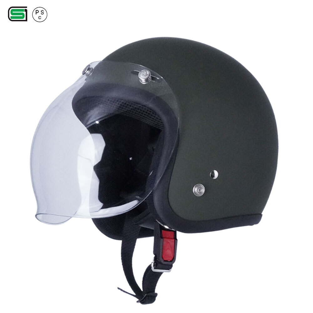 スモールジェットヘル ジェットヘルメット マットカーキ バブル付き ミラーイエロー 送料無(wú)料 GT301 ヘルメット ノスタルジック GT-301