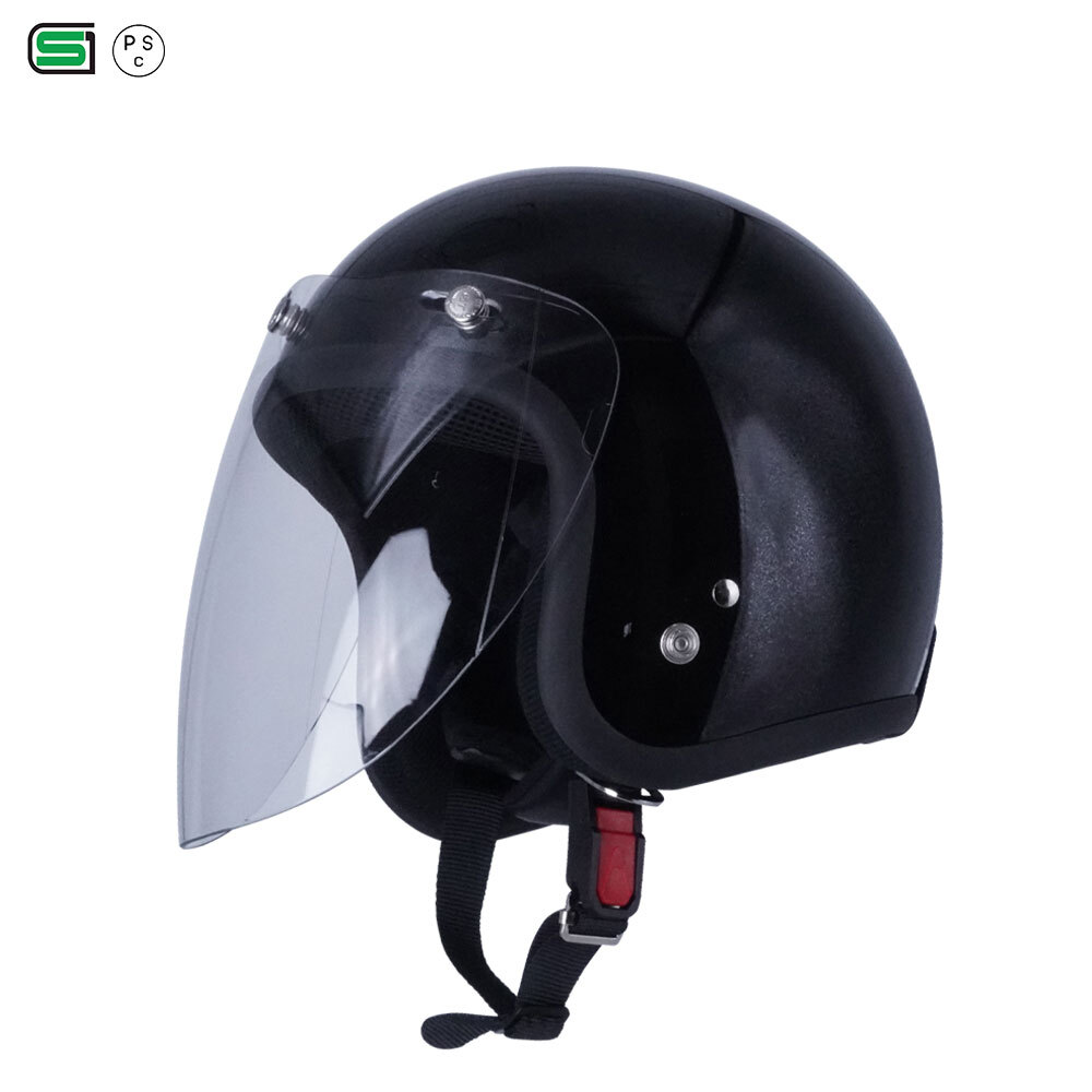 スモールジェットヘル ジェットヘルメット ブラック ロング付き ミラーレインボー 送料無料 GT301 ヘルメット ノスタルジック GT-301