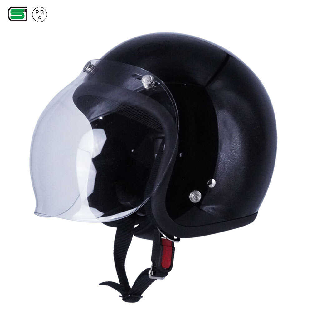 スモールジェットヘル ジェットヘルメット ブラック バブル付き クリア 送料無料 GT301 ヘルメット ノスタルジック GT-301 レトロ