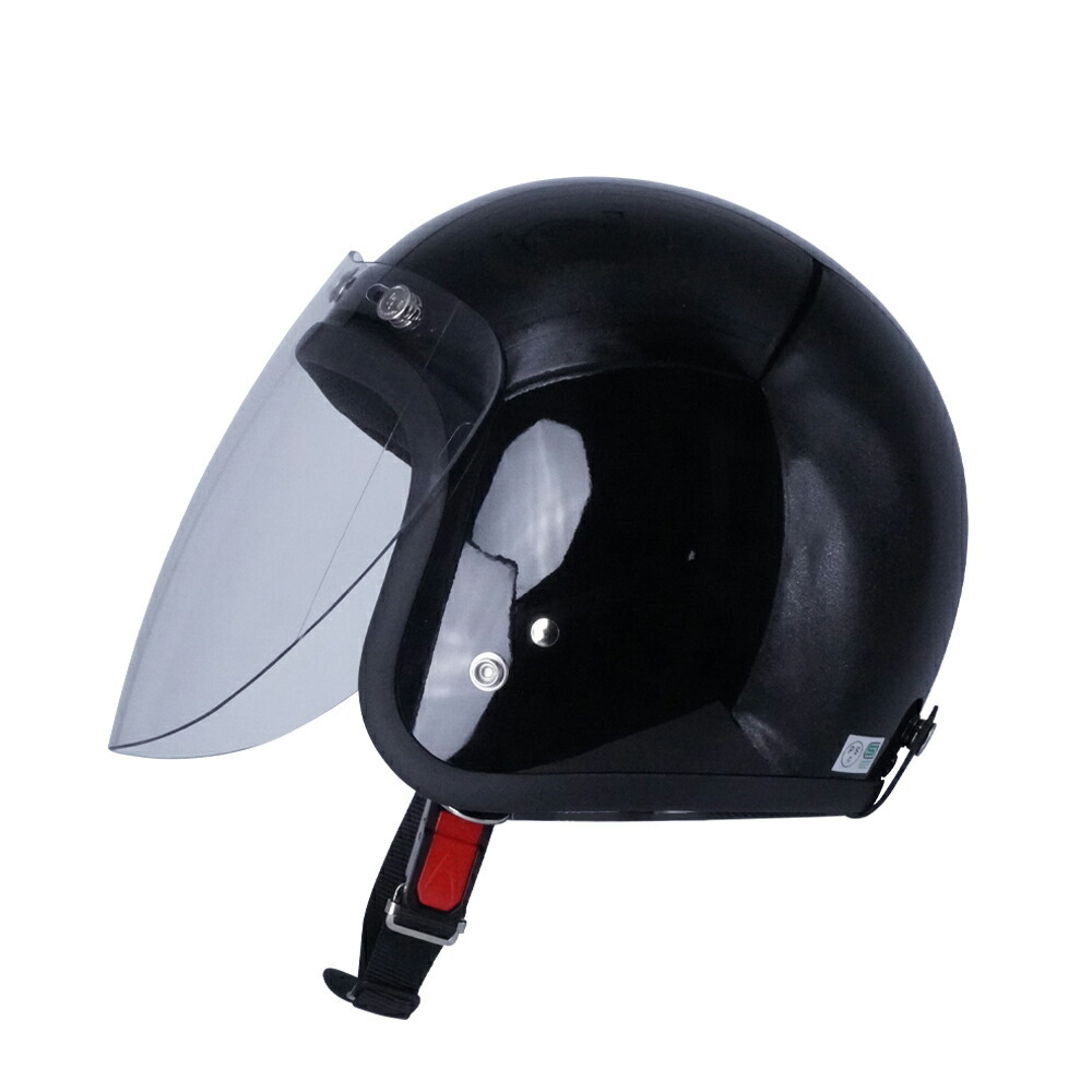 スモールジェットヘル ジェットヘルメット ブラック ロング付き クリア 送料無料 GT301 ヘルメット ノスタルジック GT-301 レトロ