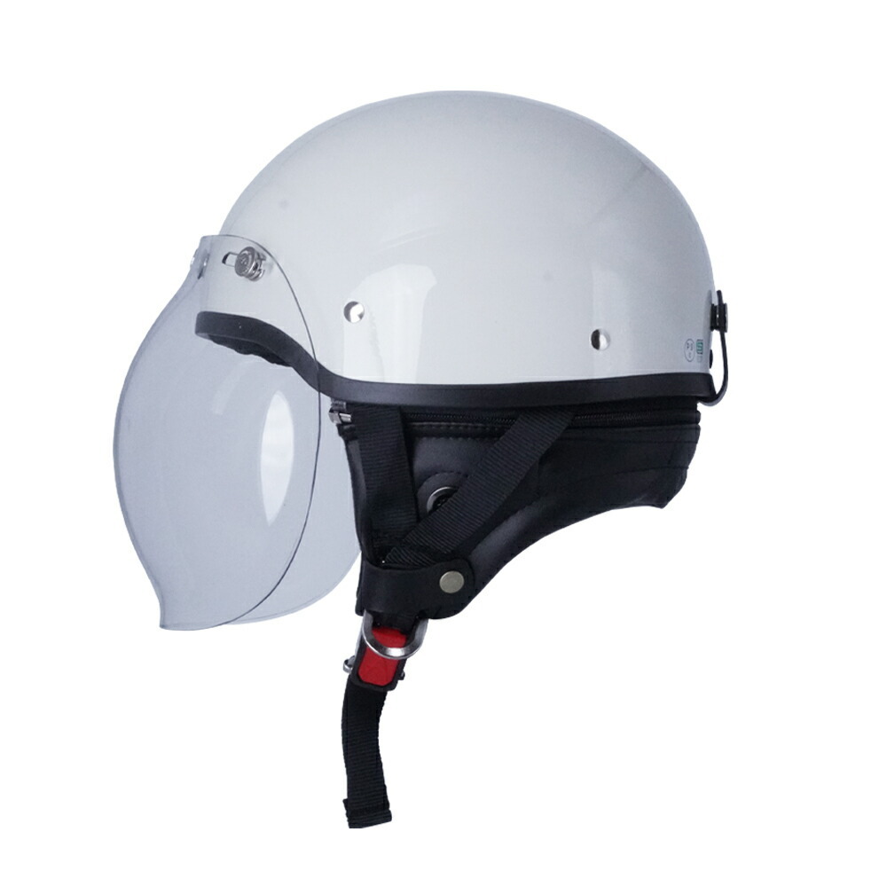 ハーフヘルメット ホワイト 付 バブル クリア 送料無料 半ヘル バイク用 GT303 ヘルメット ノスタルジック GT-303