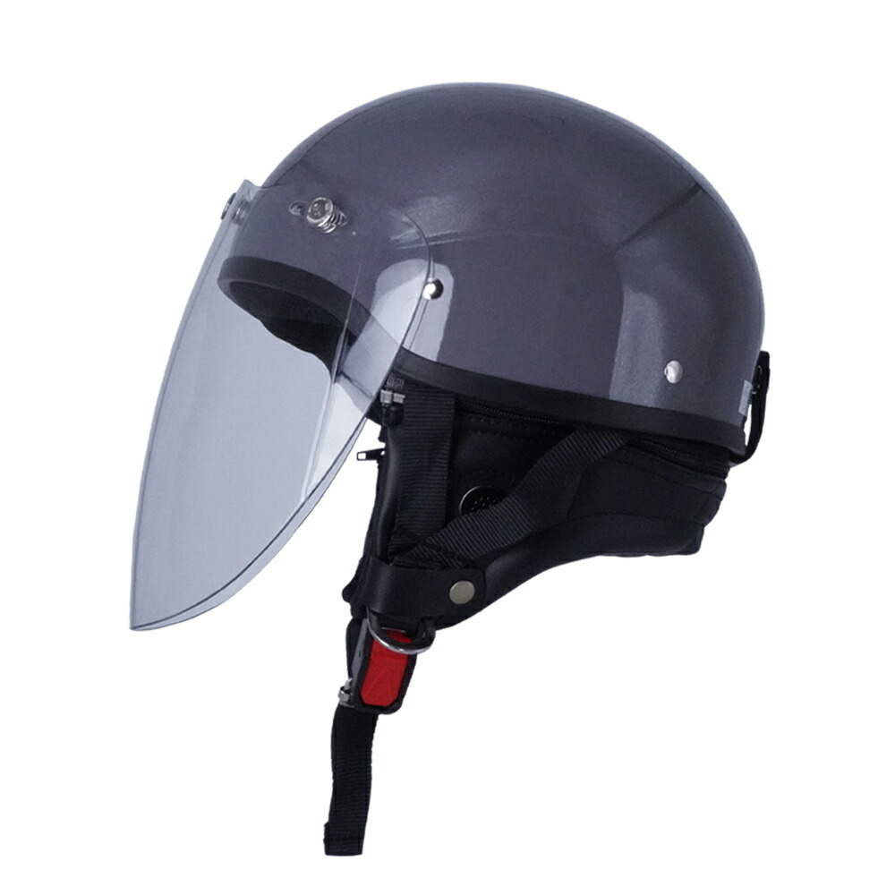 ハーフヘルメット グレー 付 ロング オレンジ 送料無料 半ヘル バイク用 GT303 ヘルメット ノスタルジック GT-303