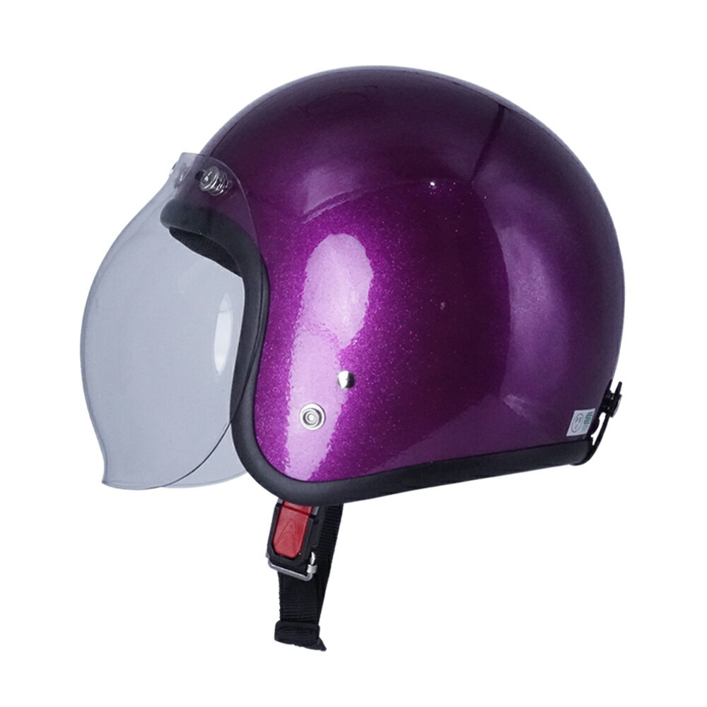 スモールジェットヘル ジェットヘルメット ラメ入りパープル バブル付き ブルー 送料無料 GT301 ヘルメット ノスタルジック GT-301 レトロ