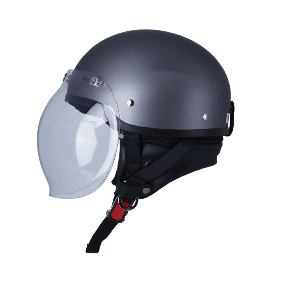 ハーフヘルメット マットチタン 付 バブル ライトスモーク 送料無料 半ヘル バイク用 GT303 ヘルメット ノスタルジック GT-303