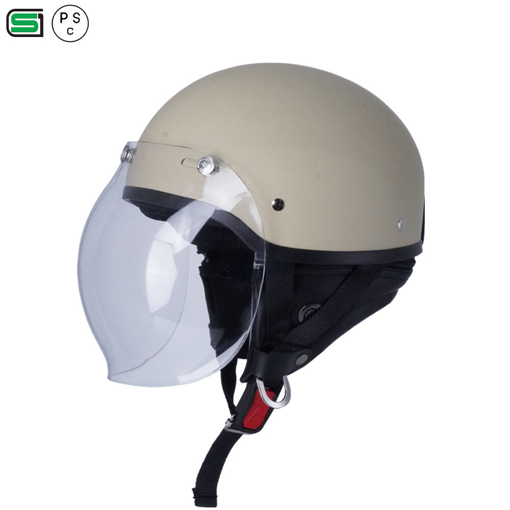 ハーフヘルメット マットミリタリーカーキ 付 バブル ダークスモーク 送料無料 半ヘル バイク用 GT303 ヘルメット ノスタルジック GT-303