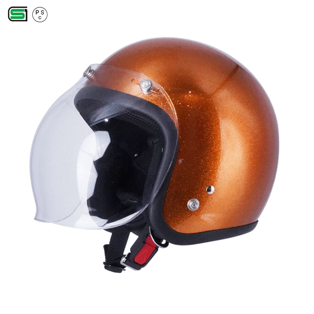 スモールジェットヘル ジェットヘルメット ラメ入りオレンジ バブル付き クリア 送料無料 GT301 ヘルメット ノスタルジック GT-301 レトロ