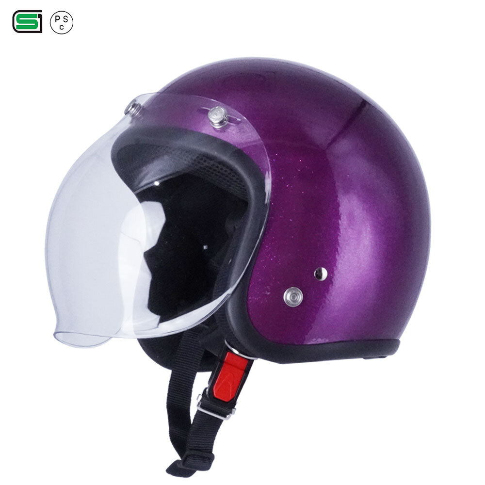 スモールジェットヘル ジェットヘルメット ラメ入りパープル バブル付き オレンジ 送料無料 GT301 ヘルメット ノスタルジック GT-301