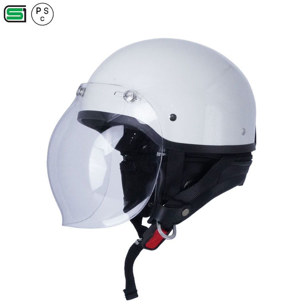 ハーフヘルメット ホワイト 付 バブル イエロー 送料無料 半ヘル バイク用 GT303 ヘルメット ノスタルジック GT-303