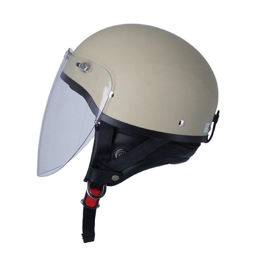 ハーフヘルメット マットミリタリーカーキ 付 ロング オレンジ 送料無料 半ヘル バイク用 GT303 ヘルメット ノスタルジック GT-303