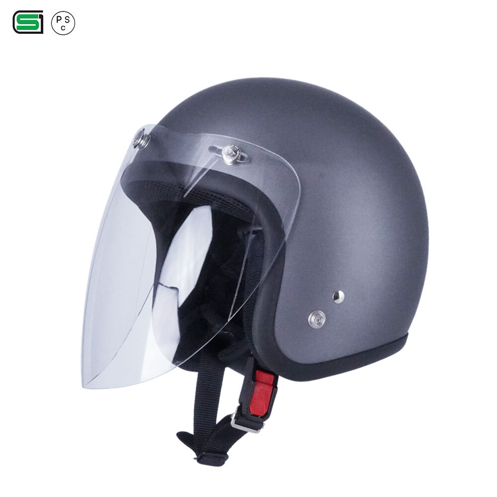 スモールジェットヘル ジェットヘルメット マットチタン ロング付き ミラーレインボー 送料無料 GT301 ヘルメット ノスタルジック GT-301