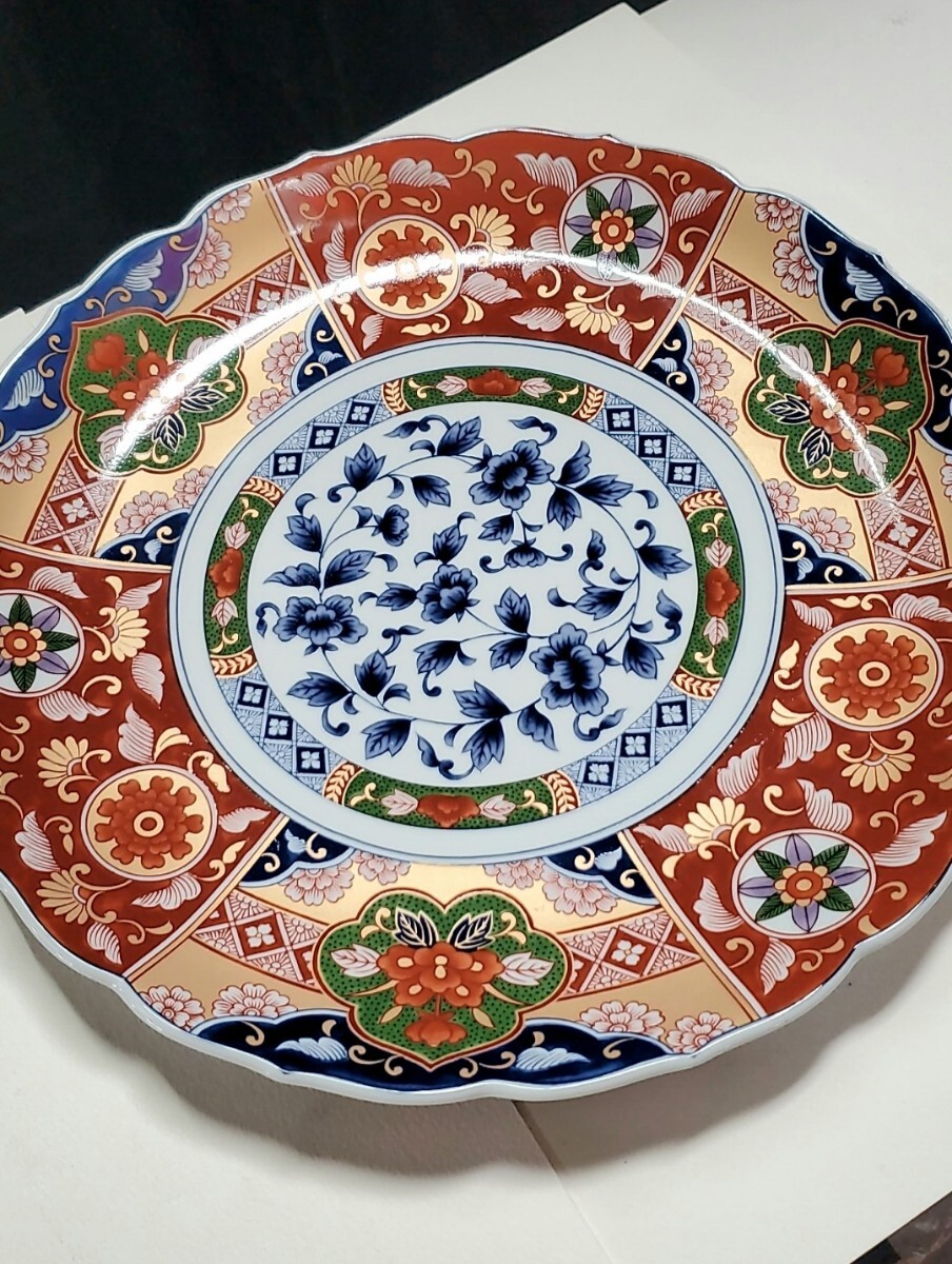 有田焼 林斎 金彩 古伊万里 末広 大皿 盛皿 色絵 飾り皿 豪華 有田焼 林斎 金彩 古伊万里 末広 大皿 盛皿 色絵 飾り皿 豪華