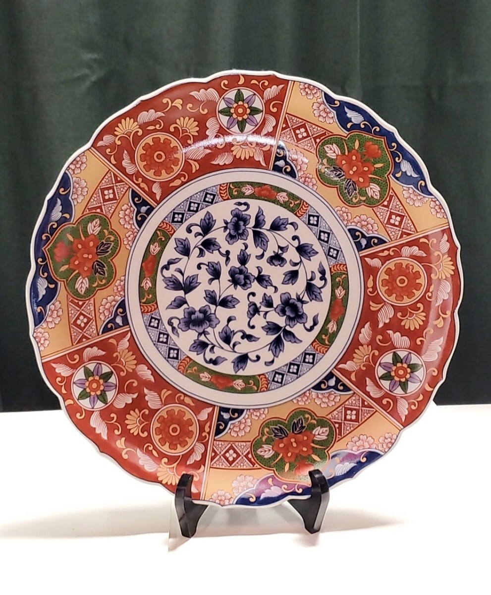 有田焼 林斎 金彩 古伊万里 末広 大皿 盛皿 色絵 飾り皿 豪華 有田焼 林斎 金彩 古伊万里 末広 大皿 盛皿 色絵 飾り皿 豪華