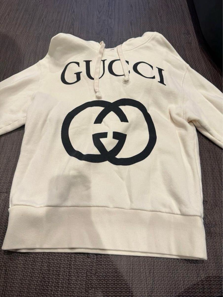 GUCCI クリーム色 パーカー ダブルGロゴ GUCCI クリーム色 パーカー ダブルGロゴ