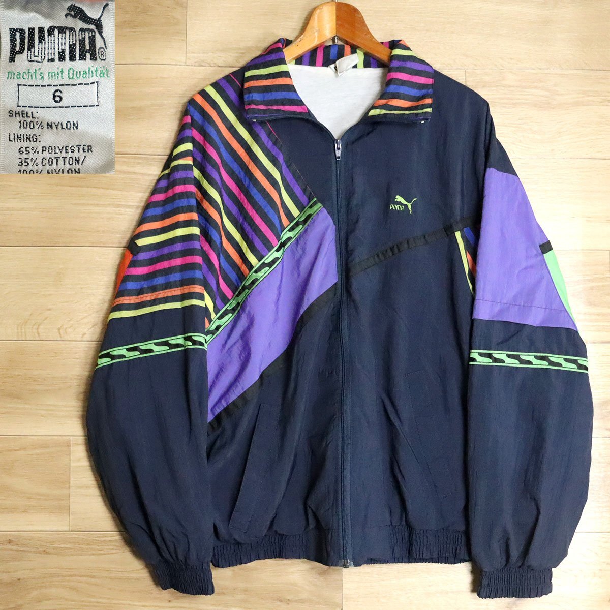 2J/R3.5-4 80s~90s PUMA プーマ 総柄 ナイロンジャケット 2J/R3.5-4 80s~90s PUMA プーマ 総柄 ナイロンジャケット