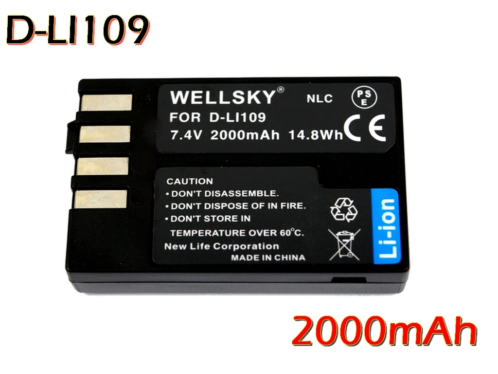 D-LI109 互換バッテリー 2個 + K-BC109J 超軽量 USB Type C 急速互換充電器 バッテリーチャージャー 1個 Pentax K-r / K-30 / K-50 / K-70