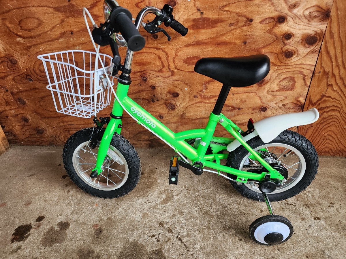 手渡し限定 美品 cycmoto 子供用自転車 12インチ 補助輪付 GREEN BIKE 