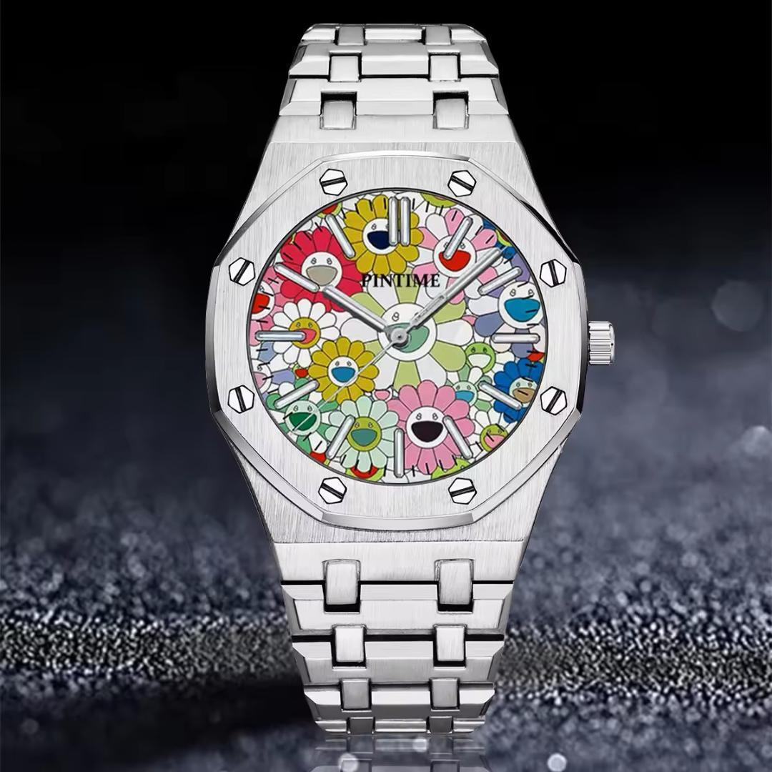 PINTIME★有名デザイナー オマージュモデル★ひまわり★腕時計★金属ベルト