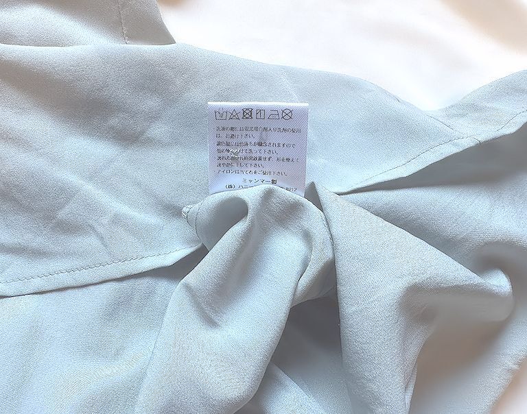最終価格★GLACIER グラシア・ハニーズ★ティアード・ギャザーフレア・バンドカラー・ブラウス・ライトブルーグレー・Mサイズ★美品_画像7