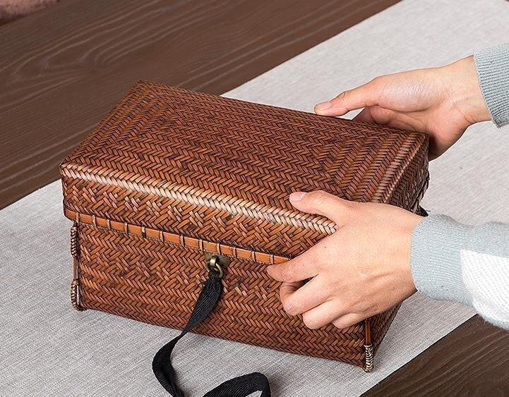美品☆竹籃☆手作り☆収納ボックス☆茶道具☆竹の編/收納盒/工芸