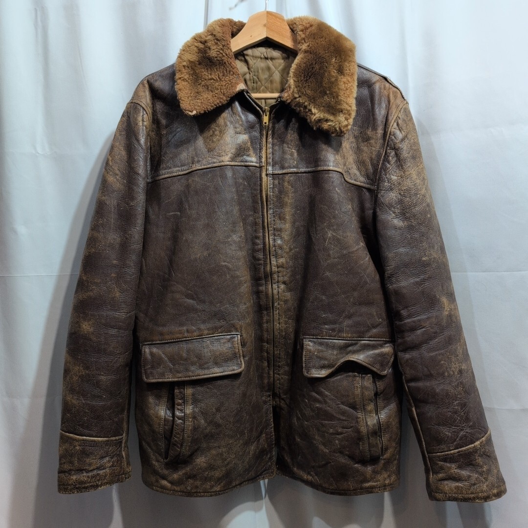 50s Vintage Sears HERCLES ボア レザージャケット L フライト G-1 ジャケット ブラウン 茶色 50年代 ビンテージ ルイス/666/Shott